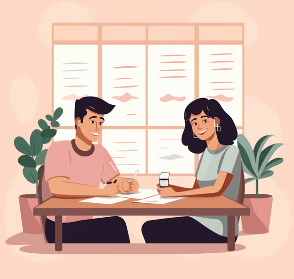 ProtectYour.Business two people sitting at a desk illustration